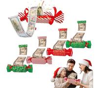 4 Pcs Christmas Surprise Money Pull Pouch, Christmas Money Box for Cash Gift Pull w 40Pcs Transparent Envelopes, Candy Cane Pull Out Money Pouch,Surprise Box for Cash Gifts for Kids Women Men Mom Dad