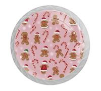 4 Pcs Christmas Tree Gingerbread Man Cabinet Knobs,35mm Round White Dresser Drawer Knobs, Single Hole Cupboard Door Handles, Door Knob and Handles, for Home Decorating, Cupboard, Wardrobe