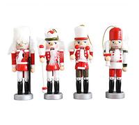4 Pcs Christmas Wooden For Doll Handcraft Soldier Miniature Figures Puppet Toy Home Decorations New Year Gift Wooden Soldier Toy Table Puppet Doll
