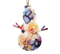 4 PCS Christmas Wooden Ornaments Hanging Colorful Florals Christmas Tree Ornaments Snowman Shape Rustic Xmas Wishes Tags Hanging Craft Label for Christmas Decoration Party Supplies