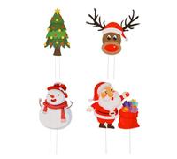 4 Pcs Christmas Yard Sign Snowman Santa Clause Plastic Decorative