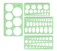 4 PCS Circle Stencil, Circle Template, Circle Ellipse Triangle Square Drawing Stencils, for Architectural Mathematics, Drawing Design, Geometric Measurement, School Office Supplies (Green)