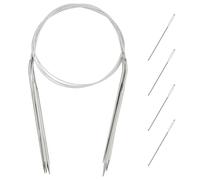 4 Pcs Circular Knitting Needles, Stainless Steel Short Round Knitting Needles 2/3/4/5mm Fixed Circular Knitting Pins with Flexible Cable for DIY Knitters Beginners