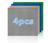 4 pcs Classic Baseplates Building Plates for Building Bricks Compatible with All Major Brands and Activity Table-Baseplate Double Sided-L Green