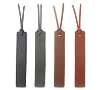 4 Pcs Classic Stitched Leather Bookmark, Bookmarks with Leather Rope, Page Markers Reading Gifts for Book Lovers, Readers