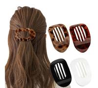 4 PCS Claw Clip, Flat Hair Clips for Women, French Hair Clips for Thick Thin Hair, Stylish Medium Classic Hair Barrettes, Comfortable Curved Flat Clips for Lying,Driving and More, LeopardEU