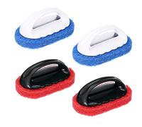 4 Pcs Cleaning Scrub with Handle Kit Abrasive Pads Brush Bathtub Tile Cleaning Sponge Brush Quick Clean Heavy Duty Griddle Pad BBQ Grill Pan Cleaner Brush for Kitchen Bathroom Cleaning Supplies