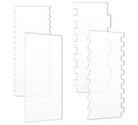 4 Pcs Clear Acrylic Cake Scraper Set, with 7 Different Patterns, 24x10cm Cake Edge Smoother and Cake Stripes Edge Contour Comb, Buttercream Frosting Decorating Tools for Cake Icing DIY Kitchen Baking