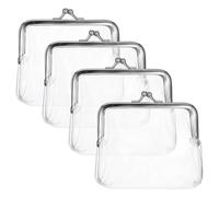 4 Pcs Clear Coin Purse Small Transparent Wallets for Women Metal Kiss Lock Change Pouch Jelly Wallets PVC Kiss-Lock Clear Wallet Transparent Change Purse Kiss Lock Plastic PVC Coin Wallet for Wome