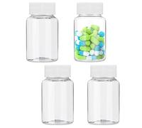 4 Pcs Clear Pill Bottles, 80ml Pill Box Empty Medicine Organizers Clear Plastic Pill Bottles Medicine Bottle Reagent Bottle Chemical Containers with Caps for Liquid Solid Powder