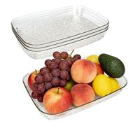4 Pcs Clear Serving Trays,Deep Plastic Storage Platters,15 x 10 Inch Reusable Deep Serving tray for Bathroom,Coffee Table,Office,Vanity Cabinet,Party display,Spill Proof