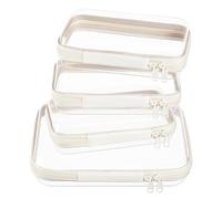 4 pcs Clear Zipper Pouches,Hard Shell Zipper Case, Toiletry Bag for Travel, Clear Diaper Bag, Toiletry Pouch, Travel Organizer, Cosmetic Bag,Toy Storage Bins (Ivory,M+3S)