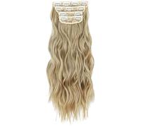 4 PCS Clip in Hair Extensions, 20 in Golden Brown Wavy, High Temperature Synthetic Wig with Invisible Lace Clip, Enhance Hair Fullness