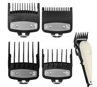 4 Pcs Clipper Guards for Wahl,Replacement Hair Clipper Guide Combs,Barber Guide Combs with Metal Clip,Professional Cordless Hair Clipper Guards(Black)