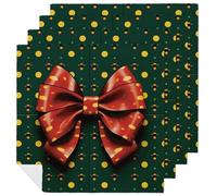 4 PCS Cloth Napkins Set Wrapping Paper with Bow Reusable Dinner Napkin Cloth Table Napkin for Parties Christmas Weddings 18.7x18.7 Inch