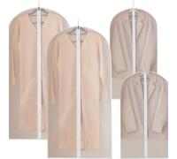 4 PCS Clothes Covers with Zip Dustproof Waterproof Moisture-Proof Dust-Proof Translucent Protective Moth Resistant Dustproof Waterproof Washable Suit Carrier Protector Bags for Men Women