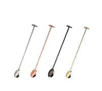 4 Pcs Cocktail Mixing Spoons, Stainless Steel Cocktail Bar Spoon, Long Handle Spiral Stirring Spoon for Cocktail, Coffee, Drink, 28CM (4 Colors)