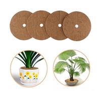 4 pcs coconut shell mulch fiber mats for garden plants, designed to maintain soil humidity and prevent growth around the plant base (23cm)