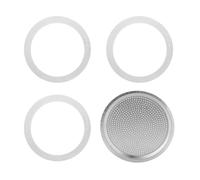 4 PCS Coffee Machine Gasket Set,1 Filter and 3 Silicone Washer for 300ML/6 Cup Moka Pot,Seals Parts Moka Pot Aluminium Coffee Pot Replacement Spare Food Grade Silicone Ring