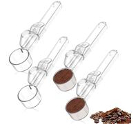 4 Pcs Coffee Scoop with Funnel, 1oz/30 ml Coffee Measuring Scooper with Funnel, Large Capacity Leak-Proof Tablespoon Spoon, Multipurpose Measuring Scoop for Protein Powder Tea(Transparent)