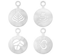 4 PCS Coffee Stencils, Stainless Steel Coffee Latte Art Stencils, Various Patterns Latte Stencil, Reusable Lattes Stencil for Cappuccino, Coffees Art Tool
