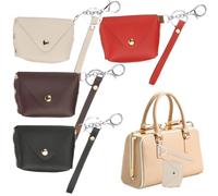4 PCS Coin Purse Keychains Mini Handbag Keychain Creative Pendant Keyrings PU Leather Backpack Purse Key Chain Mini Cosmetic Bag Lipstick Case Pocket Card Holder Cable Organizer for Women Girls