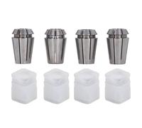 4 Pcs Collet Set, 4 Jaw Spring Collet Chuck for CNC Milling Lathe, High Carbon Steel Strong Grip Collets with Storage Cylinders for Grinding and Engraving Machines