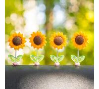4 PCS Colorful Luminous Soot Sprites Car Decor Set,Rearview Mirror and Dashboard Accessories for Cute Anime Theme Interior Decor, Cute Anime Decor for Car Rearview Mirror. (sunflower)