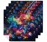 4 PCS Colorful Rainbow Stars Cloth Napkins 18.7"x18.7"- Single-Sided Print, Soft & Reusable Napkins for Elegant Dining, Wedding, Party, Restaurant Decor