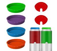 4 Pcs Colorful Silicone Beverage Lids with 2 Pcs Beverage Covers (Random Color), Soda Can Beverage Bottle Caps, Silicone Leak-Proof Bottle Caps, Soda Water Soda Beer Can Closures