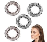 4 Pcs Comb Headband, Stretch Hair Comb Band, Plastic Circle Zig Zag Hairband, Flexible Plastic Circle Comb with Circular Tooth Headband Full Circular Stretch Flexible Hairband PlasticHair Band