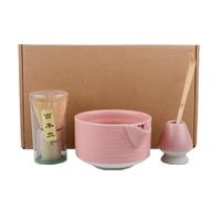 4 Pcs Complete Matcha Tea Ceremony Kit Including Matcha Bowl Matcha Whisk Stand Bamboo Matcha Whisk Complete Japanese Tea Ceremony Set with Pouring Spout Bowl Whisk Spoon for Making Usucha Koicha Matc