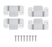 4 PCS Concealed Headboard Wall Fixings, Flush Mount Interlocking Sofa Connectors, Stainless Steel Heavy Duty Picture Hooks, Wall Mount Furniture Bracket Clips with Mounting Screws