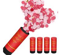 4 Pcs Confetti Cannons, Biodegradable Confetti Poppers, yeestone Party Paper Cannon Shooter for Wedding Birthday Christmas Baby Shower Party Supplies(100% POP) (Red)