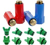 4 Pcs Construction plugs with Brass Thread and Seal 1/2 Inch, Red + Blue, Blanking Plugs, Plastic Water Pressure Plugs, with 8 Pcs Irregular Plug 20 * 18mm, 20 * 13mm