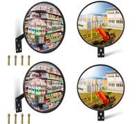 4 Pcs Convex Mirror Traffic Mirror 12 Inch Acrylic Indoor Round Corner Mirror Two Way Mirror Street Garage Classroom Mirror for Office School