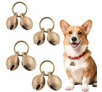 4 PCS Copper Bell for Dog Collar Extra Loud Brass Dog Bells Vintage Tracker Noise Maker Anti theft Bell Strap Pet Lost Pendant ID Tags for Pet Pendant Accessories Decorative for Little Dogs & Cats