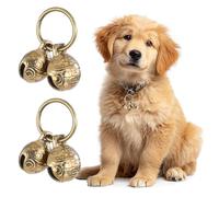 4 PCS Copper Bell for Dog Collar, Large Brass Dog Bells to Go Outside Extra Loud Collar Bell for Pet Tracking Anti Lost Training Pets Pendant Accessories Anti Theft Bells for Little Dogs & Cats