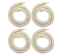 4 Pcs Cream White Twisted Rope Stanchions, Crowd Control Hemp Rope Kit, VIP Barrier Line for Event Entrances, Grand Openings, 3m/10ft Safety Braided Ropes