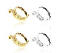 4 Pcs Crochet Adjustable Hook Knitting Crochet Tension Ring Crochet Rings for Fingers for Knitting Woollen Clothes, Scarves, Mittens, Cotton Shoes, Etc.Bronze, Silver