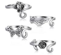 4 PCS Crochet Ring for Finger, Metal Yarn Guide Crochet Rings for Tension, Adjustable Crochet Tension Ring Easy Crocheting Hand Knitting Accessories and Gadgets for Crafters/Mothers/Grandmas Gifts