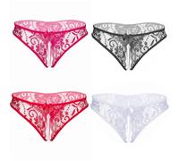 4 PCS Crotchless Underwear for Women,Low Rise Se xy Panties Crotchless Knickers for Women Multipack,Women's Ladies Lace Thongs for Women G String Thongs Multicolour