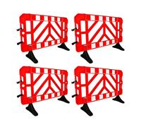 4 Pcs Crowd Control Barrier Plastic for Road Safety 1.5 Mtr Red | padestrian Traffic Management | Stackable Barricade for Road Safety | Safety fence for schools, Universties events (4)