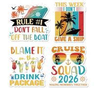4 Pcs Cruise Door Magnets Decorations, Funny Cruise Magnets 2026 with Retro Nautical Vacation Design, Cruising Essentials Magnetic Door Signs for Ship Cabin Decor