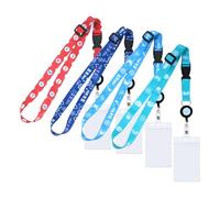 4 Pcs Cruise Lanyard with Card Holder Fashionable Lanyards for Neck with Card Holder Soft Adjustable Waterproof Polyester, 4 Colors & Patterns, Ideal for Trips, Employees, and Events (red+3 Blue)