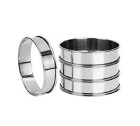 4 Pcs Crumpet Rings,Cooking Muffin Crumpets Egg Stainless Steel Baking Stick Finger Cookie Moulds,Non Fried Large Bread Burger Cake English Metal Mould,Pan Pancake Pastry Tartlet Ring,for Shaper Mold