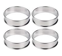 4 Pcs Crumpet Rings Non Stick Set of Pancake Mould for Baking - Cooking English Muffin Rings - Easy to Clean Carbon Steel