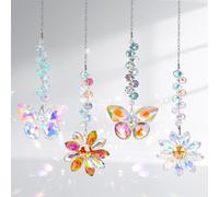 4 Pcs Crystal Suncatchers Sunflower Butterfly Suncatcher