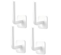 4 Pcs Curtain Holders, Self-Adhesive Hooks, L-Shaped Curtain Holdbacks, No Drill Curtain Pull Backs for Kitchen Living Room Office (White)