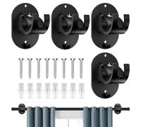 4 Pcs Curtain Pole Brackets, No Drill Curtain Pole, Self Adhesive Curtain Hooks, Curtain Rod Holder, Command Curtain Rod Hooks, for No-Drill Wall Mounted Brackets for Home, Office & Rental Spaces
